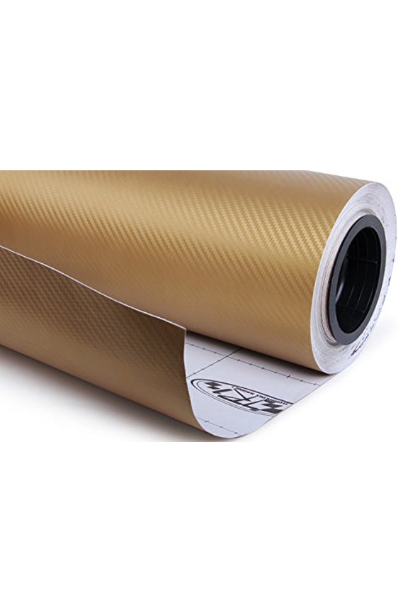Golden 3D Carbon Fiber Film Twill Weave Vinyl Sheet Roll Wrap (108" X 60", Golden)