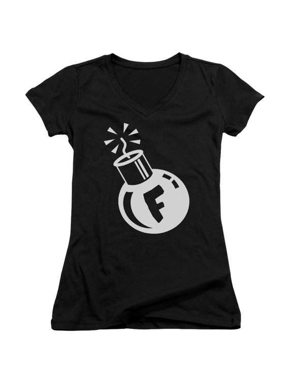 - F Bomb - Juniors Cap Sleeve V-Neck Shirt - Small