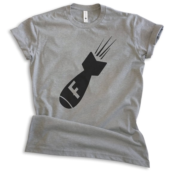 F-Bomb T-shirt, Unisex Women's Men's Shirt, Funny F-Bomb Pun Naughty Curse Cuss Word, Dark Heather Gray, XX-Large