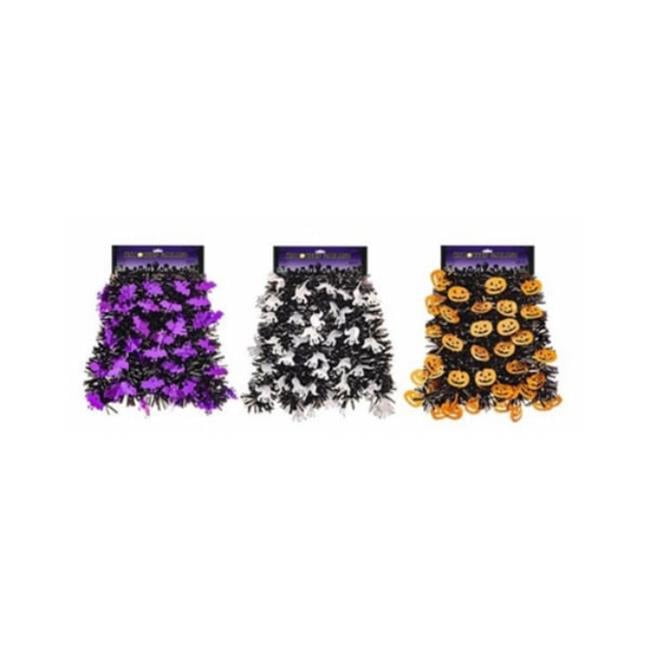 F C Young 130661 6 Piece Halloween Jumbo Holographic Garland with Pumpkins, Bats & Ghosts