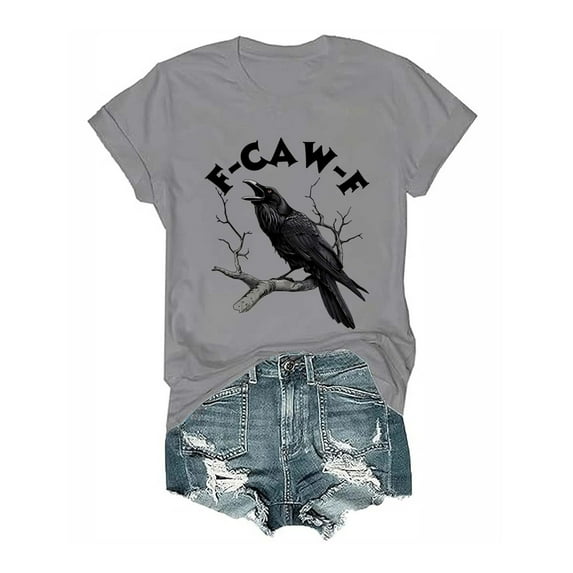 F Caw F Crow T Shirt, Cotton Comfort Classic Crew Neck, Casual Unisex Fit, Gray S, Size S-XXXL