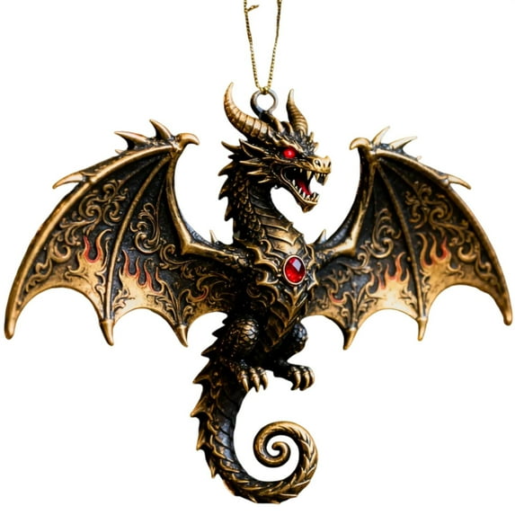 F Dragon Christmas Ornament Plastic Hanging Decoration With Detailed Design Festive Dragon Shape For Christmas Tree Gift And Party Decor 6In Length 0.15Lb