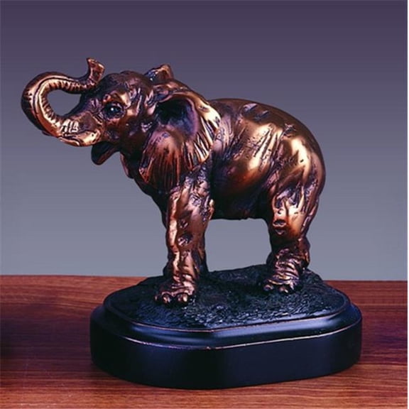 F Elephant Bronze Plated Resin Sculpture - 4.5 x 2.5 x 4 in.