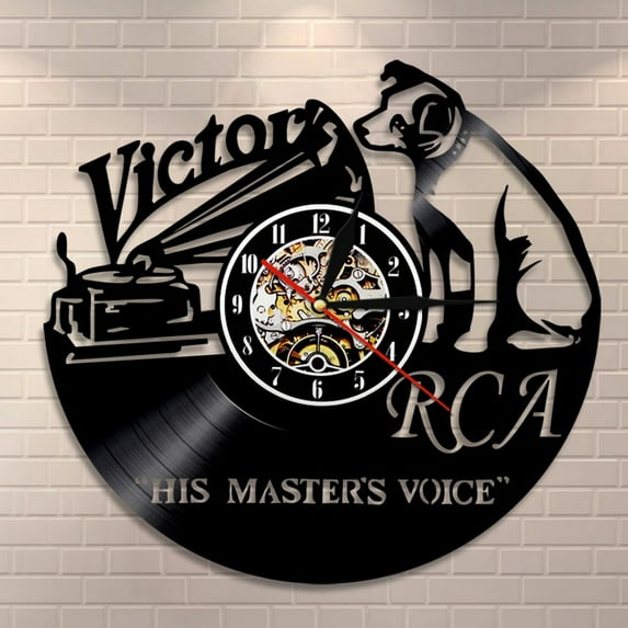 F Fantasy'art RCA Victor Dog Wall Clock – Vintage Vinyl Record Design, Musical Rock 'n' Roll Gift 12 inches