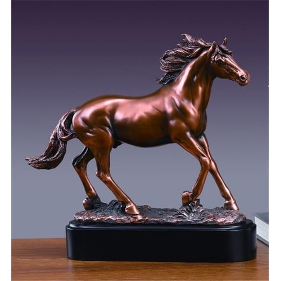 F Horse Bronze Plated Resin Sculpture - 14 x 4 x 12.5 in.