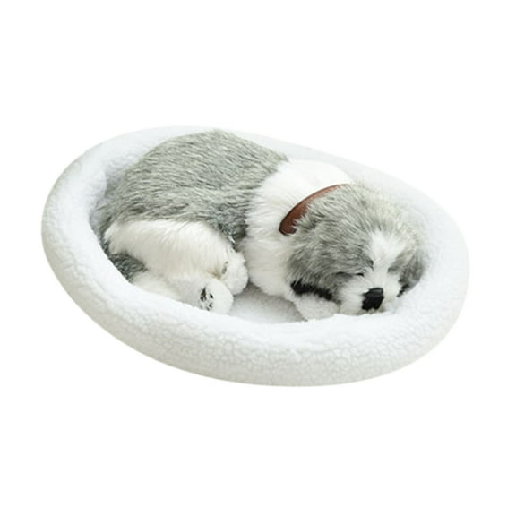 F Husky Realistic Breathing Dog Plush Toy With Sound And Movement Lifelike Pet Simulator For Kids Comfort Doll Decorative Gift Animal Friend