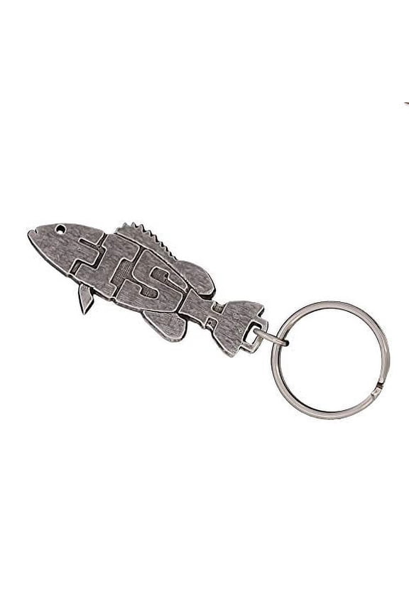 F.I.S.H. Design Keychain, A703KC, 2 Inches, Fishing, Bass, Aquatic, Fish Shape, Creative, Nature, Gift, Metal, Key Fob, Key Ring, Keys, Zipper Pull, Luggage Tag, Pewter, Backpack, Unique, Made in USA