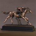 thumbnail image 1 of F Jockey On Horse Bronze Plated Resin Sculpture - 16 x 5 x 12 in., 1 of 1