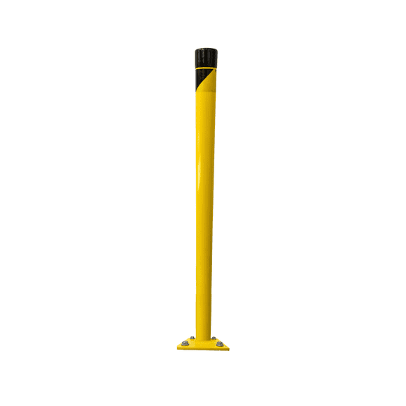 F&L Aluminum Bollard – OSHA Yellow Powder Coated Safety Barrier for Traffic Control, Crowd Control Warehouse, and Parking Protection (48")