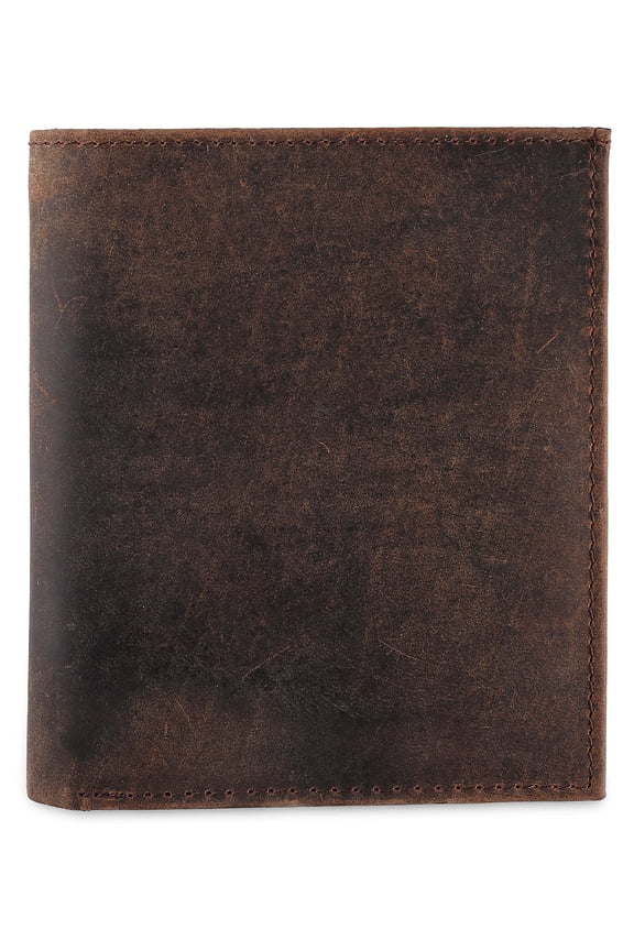 RFID Blocking Mens Leather Bi-Fold Big Hipster Wallet, 13 credit card slots,buffalo vintage brown A101