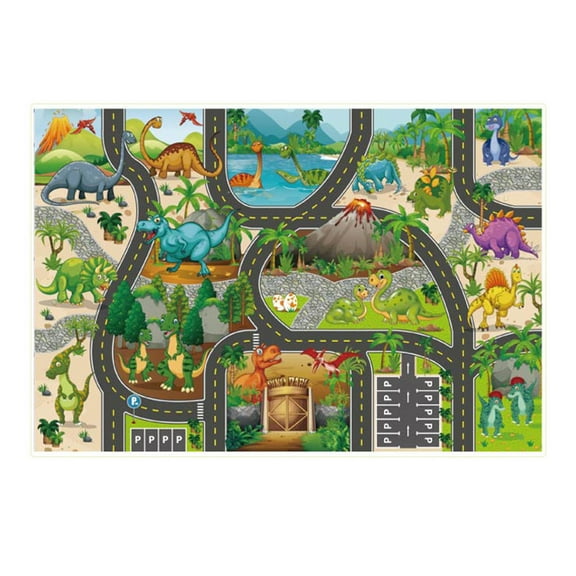 F Large Foldable Play Mat For Kids Indoor And Outdoor Use Reversible Activity Crawl Mat With Multiple Scenes Easy Clean Material Size 57.09 Inches Lightweight