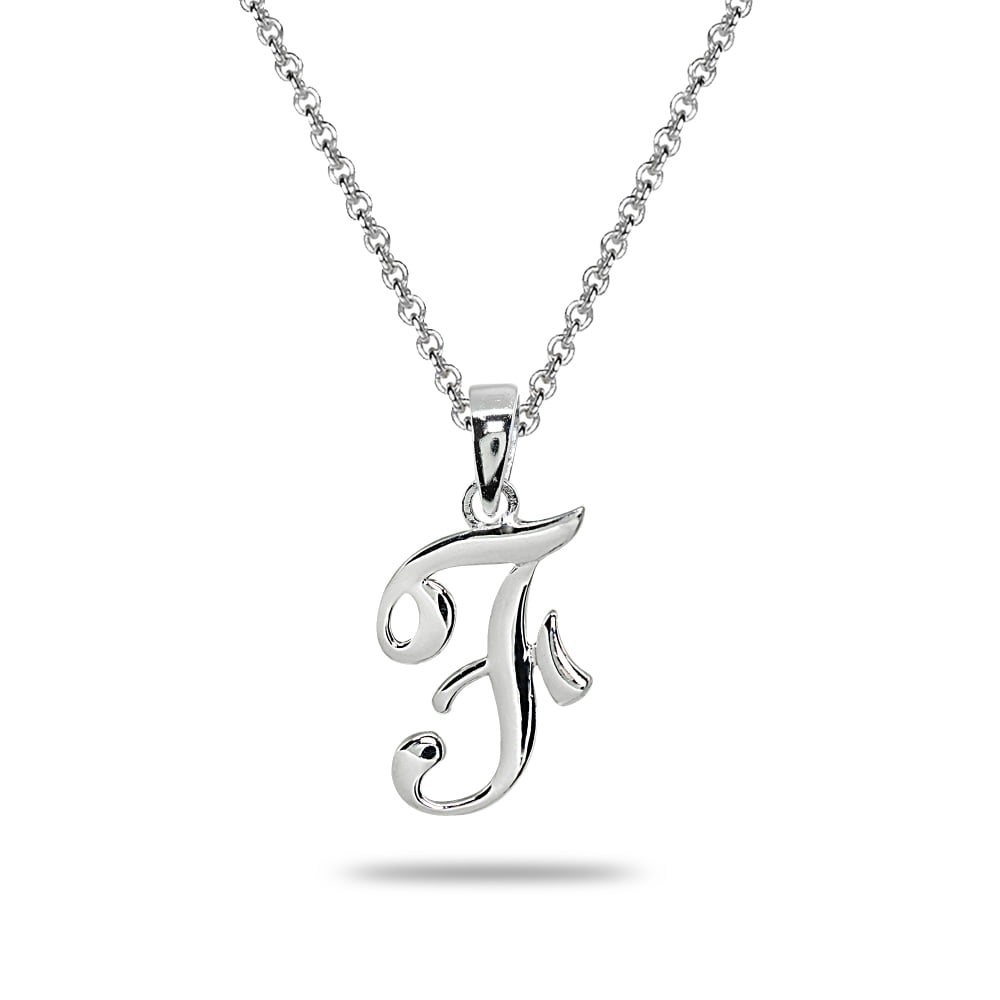 F Letter Initial Alphabet Name Personalized 925 Sterling Silver Pendant Necklace