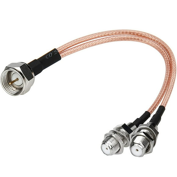 F Male to Dual Female Splitter Cables for RF Signal Testing and Dual Antenna Connection