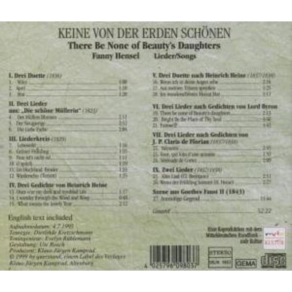 F. Mendelssohn - Lieder - Music & Performance - CD