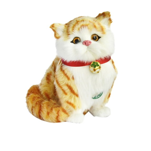 F Moving Tail Plush Cat Toy Lifelike Stuffed Animal Handmade Gift Interactive Companion Decor For Kids Animal Friends