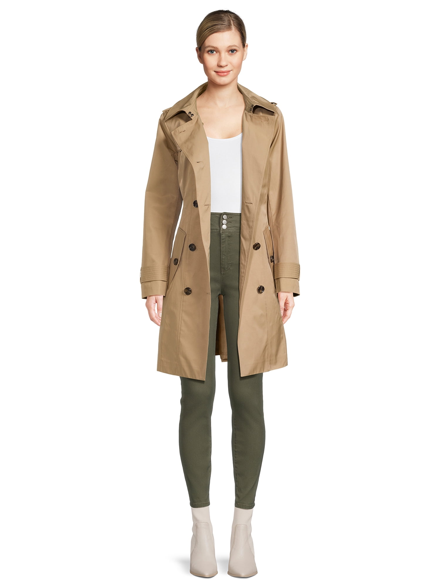 F.O.G. Women's Belted Double Breasted Trench Coat