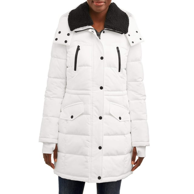 F.O.G. Women's Long Puffer with Snap Front Closure