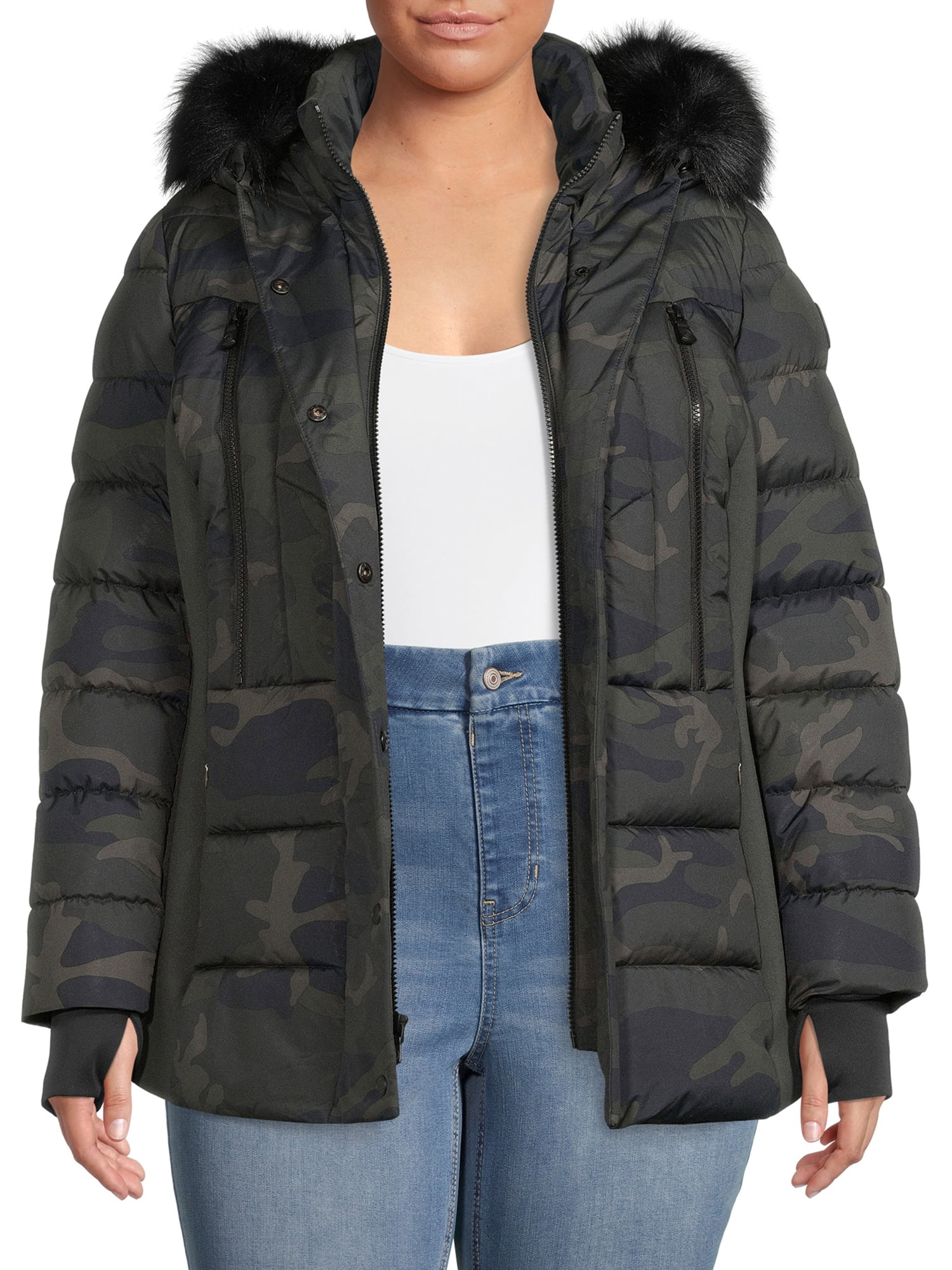 Women's Plus Size Short Puffer Coat with Faux Fur Ethiopia Ubuy