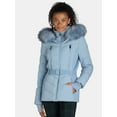thumbnail image 1 of F.O.G. Women's and Women's Plus Belted Puffer with Faux Fur Hood, Sizes S-3X, 1 of 5