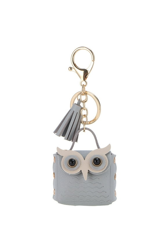 F Owl Shaped Coin Purse Keychain Wallet Mini Zipper Pouch For Earphones Keys Small Items Faux Leather Design Portable And Cute Gift For Kids And Adults Compact And Functional