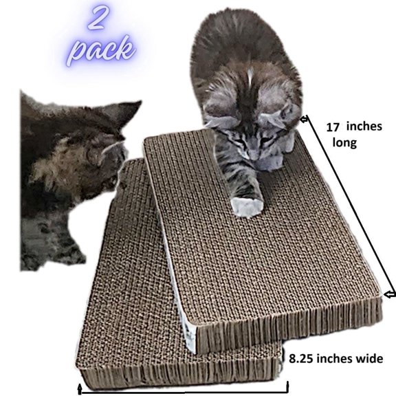 F & P Products 2 Count Cat and Kitten Scratching Pad, Double-Sided Corrugated Cardboard XL 17 inchs