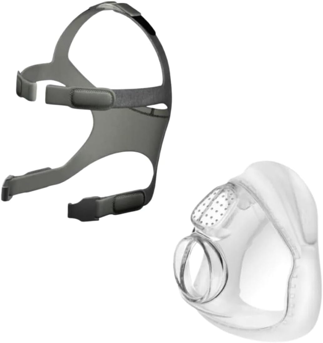 F & P Sim-Plus Full Face Bundle - Medium/Large Headgear, Medium Cushion, Gray