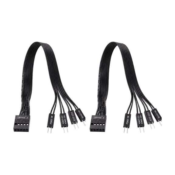 F Panel Split 2 Pin Wires,Motherboard Expansion Cable Computer Power F-Panel Female to 2Pin Male Connector, Labeled Power Reset LED Connectors