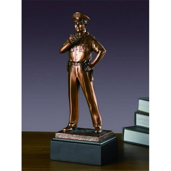 F Police Man Bronze Plated Resin Sculpture