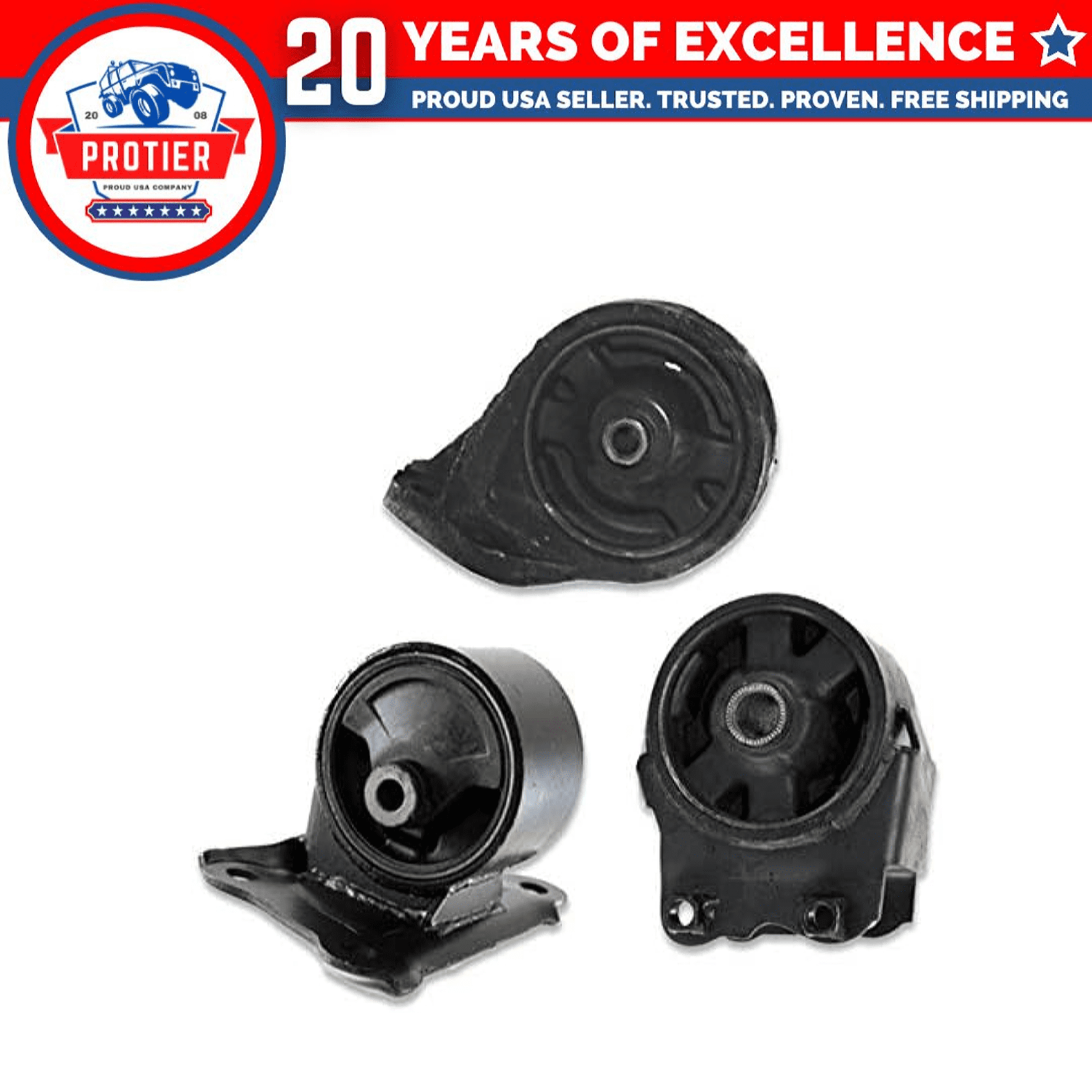 F & R Motor & Trans Mount 3PCS Set Compatible for 99-01 Hyundai Sonata 2.4L  Compatible for Auto Trans