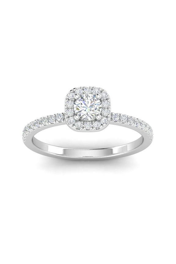 F/SI 1/2ctw Diamond Halo Engagement Ring in 10k White Gold