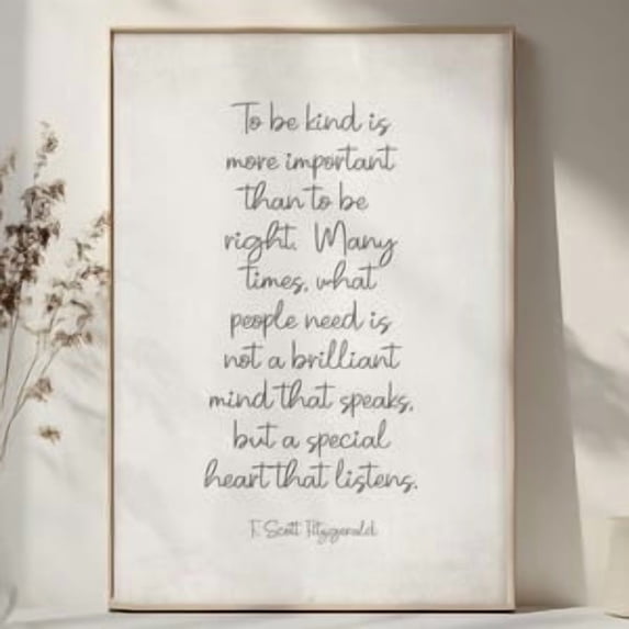 F Scott Fitzgerald Be Kind Poster, 8x12 UNFRAMED