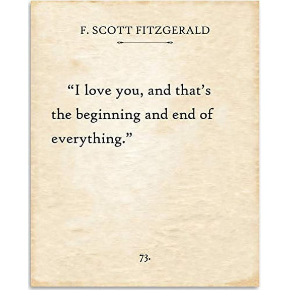 F. Scott Fitzgerald - I Love You And That's The Beginning - Book Page Quote Art Print - 11x14 Unframed Typography Book Page Print - Great Gift for Book Lovers