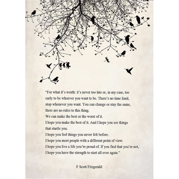 F Scott Fitzgerald Poem Wall Art poster  What It'S Worth Quote Poster Inspirational Print Canvas Wall Art For Home Office poster