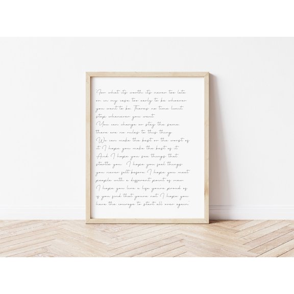 F Scott Fitzgerald Quote Handwritten Typography Wall Decor Unframed Paper Print