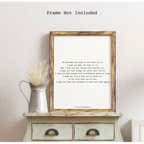F Scott Fitzgerald Quote Inspirational Print, Make The Best Of It, Inspirational Gift, Typography Quote Print Poster, Poster Only