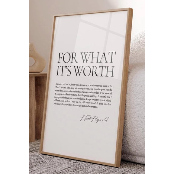 F Scott Fitzgerald Quote Print Motivational Wall Art Inspirational Home Decor, Unframed Canvas 8x10in