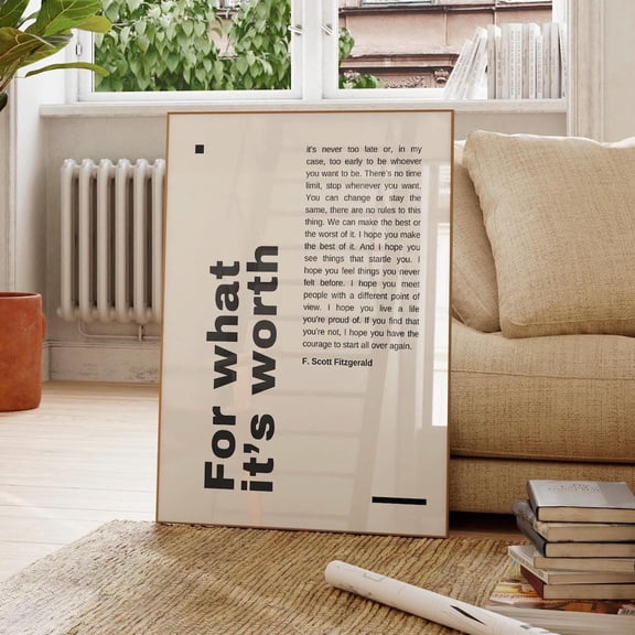 F Scott Fitzgerald Quote Print Motivational Wall Art Inspirational Home Decor, Unframed Paper Poster 11x14in