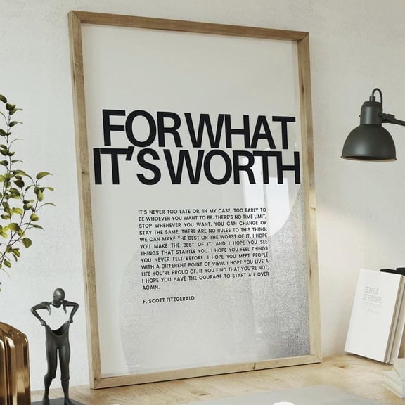 F Scott Fitzgerald Quote Print Motivational Wall Art Inspirational Home Decor, Unframed Paper Poster 8x10in