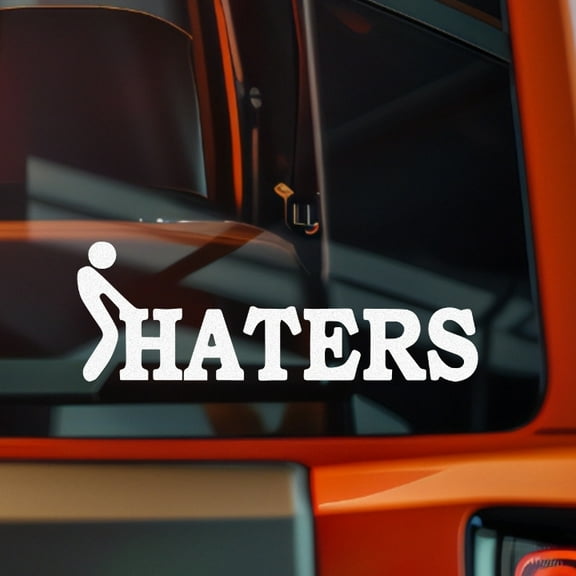 F Screw Haters Vinyl Decal Sticker Bumper Window Laptop 7.5x2.6" White