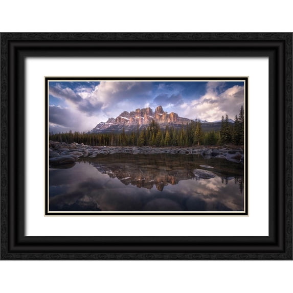 F. Turienzo, Carlos 14x11 Black Ornate Wood Framed with Double Matting Museum Art Print Titled - Castle Mountain