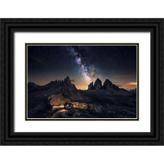 F. Turienzo, Carlos 18x13 Black Ornate Wood Framed with Double Matting Museum Art Print Titled - Rising Over Tre Cime
