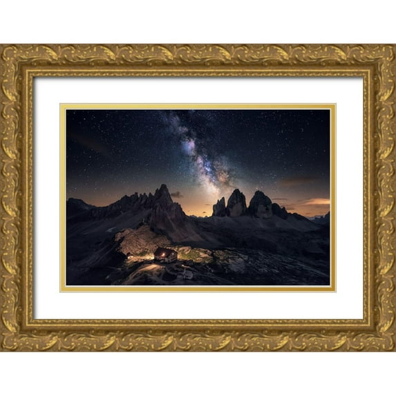 F. Turienzo, Carlos 18x13 Gold Ornate Wood Framed with Double Matting Museum Art Print Titled - Rising Over Tre Cime