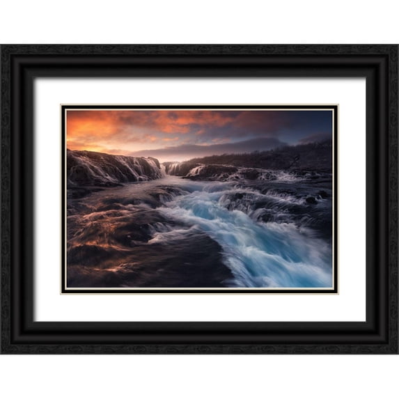 F. Turienzo, Carlos 32x23 Black Ornate Wood Framed with Double Matting Museum Art Print Titled - Blue Flow