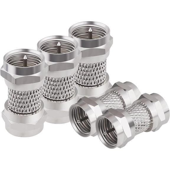 F Type Male to Male Coax Connector 75 Ohm RG6 Coaxial Adapters 5 Pack for Coax Cables, Wall Mounted TV, Wall Plates, Antenna, Splitter, Amplifier