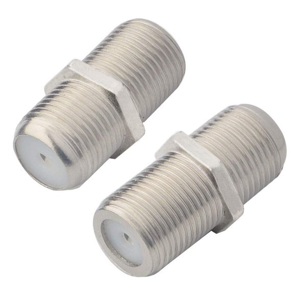 F-Type RF Coaxial Connectors RG6 Adapter F Female To F Female Antenna Connector Female To Female Coaxial Connector F Type Jack (Hole) Cable Connector for TV Antenna, Nickel Plated Pack of 2