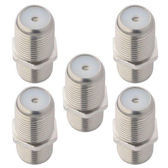 F-Type RF Coaxial Connectors RG6 Adapter F Female To F Female Antenna Connector Female To Female Coaxial Connector F Type Jack (Hole) Cable Connector for TV Antenna, Nickel Plated Pack of 2