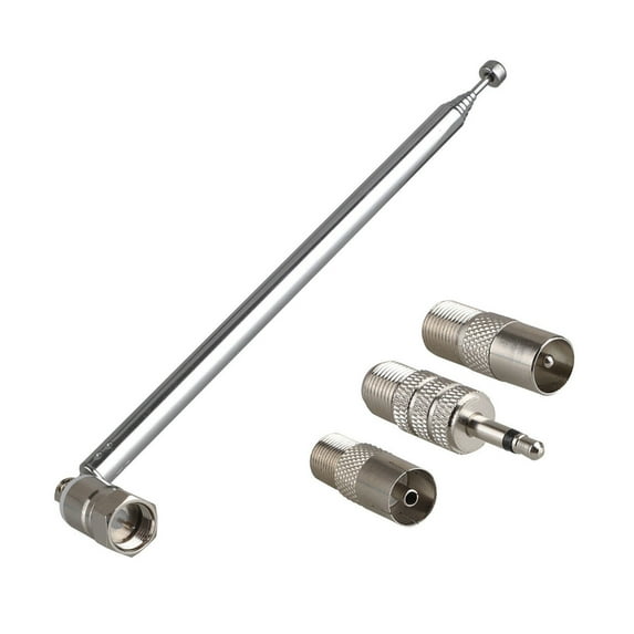 F Type Radio Antenna 10-Section Metal Extension, Enhanced Reception, 3.5dBi Gain for FM Radio, HiFi, and Mini Systems
