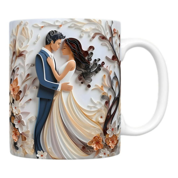 F Wedding Theme Ceramic Mug For Coffee Tea Drinking Office Home Use Romantic Gift