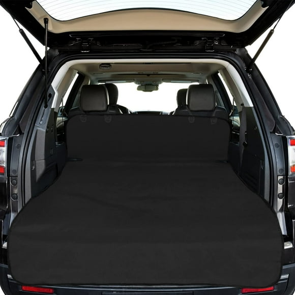 F-color SUV Cargo Liner for Dogs - Waterproof Pet Cargo Liner, Comfort Dog Cargo Cover with Bumper Flap Protector, Scrachproof Large Size Universal Fit SUVs Sedans Trunks Vans, Black C80