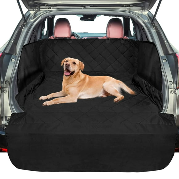 F-color SUV Liner for Dogs - Waterproof Pet Liner with Side Flaps, Comfort Dog Cover with Bumper Flap, Scrachproof Non-Slip Large Size Universal Fit SUVs Sedans Trunks Vans, Black